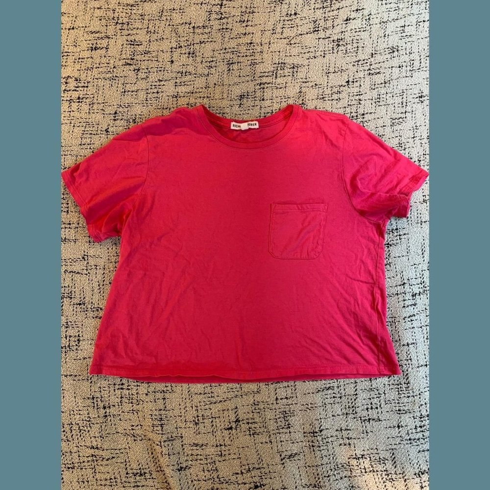 Richer Poorer Pima Boxy Crop Tee in hot pink, size small
